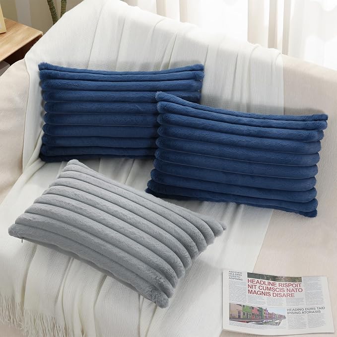 Pallene Faux Fur Plush Lumbar Throw Pillow Covers 12x20 Set of 2, Luxury Soft - Image 4