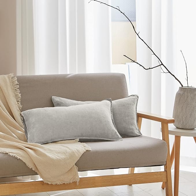Simple&Opulence 100% Linen Lumbar Pillow Cover 12 x 20 Inches Set of 2 by SimpleOpulence