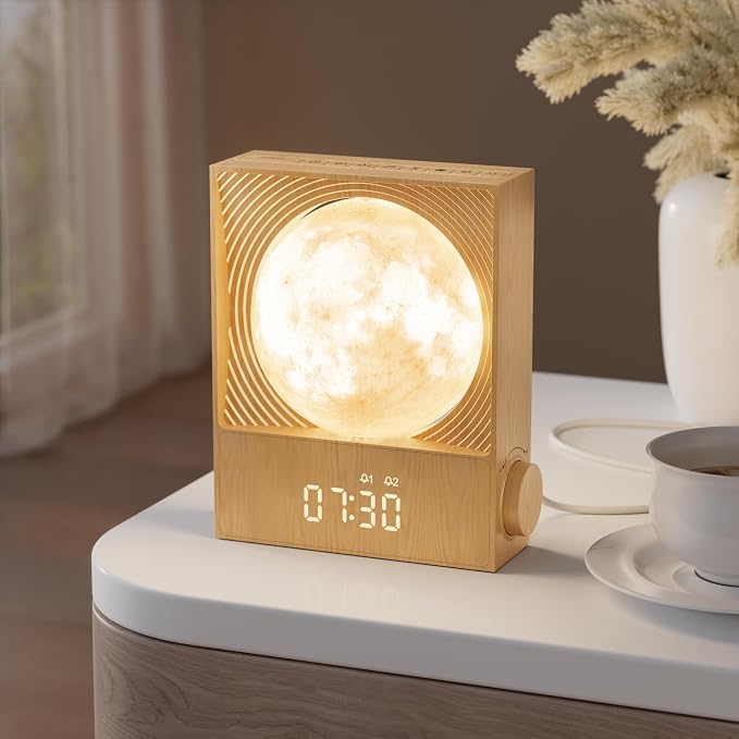 RETEYUNG Sunrise Alarm Clocks for Heavy Sleepers, Rotatable Moon Light by RETEYUNG