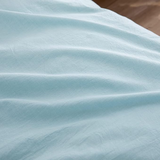 BESTOUCH Duvet Cover Set 100% Washed Cotton Linen Feel Super Soft Comfortable - Image 6