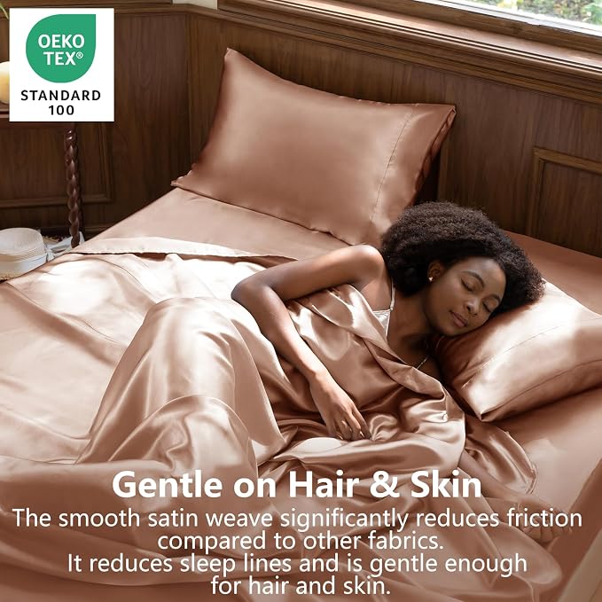 CozyLux Satin Sheets Queen Size Bed Set - Image 2