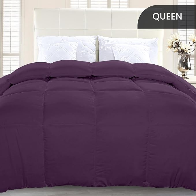 Utopia Bedding Queen Comforter Duvet Insert, Quilted Plum Comforter - Image 2