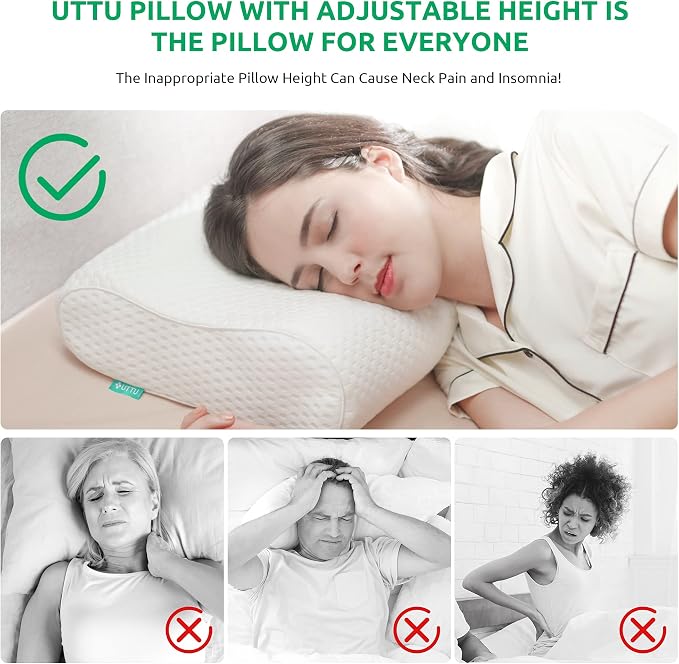 UTTU Cervical Pillow for Neck Pain Relief, Memory Foam Neck Pillow for Sleeping - Image 2