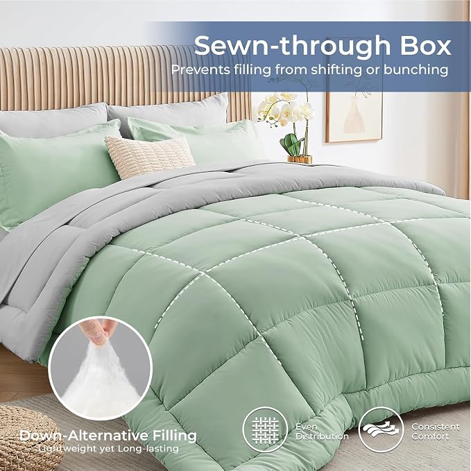 Sasttie Queen Comforter Set, 7 Pieces Bed in a Bag Queen, Complete Bedding Set - Image 3