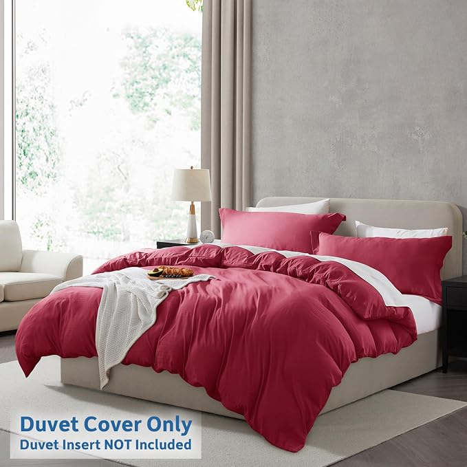 Nestl Burgundy Red Duvet Cover King Size - Image 2