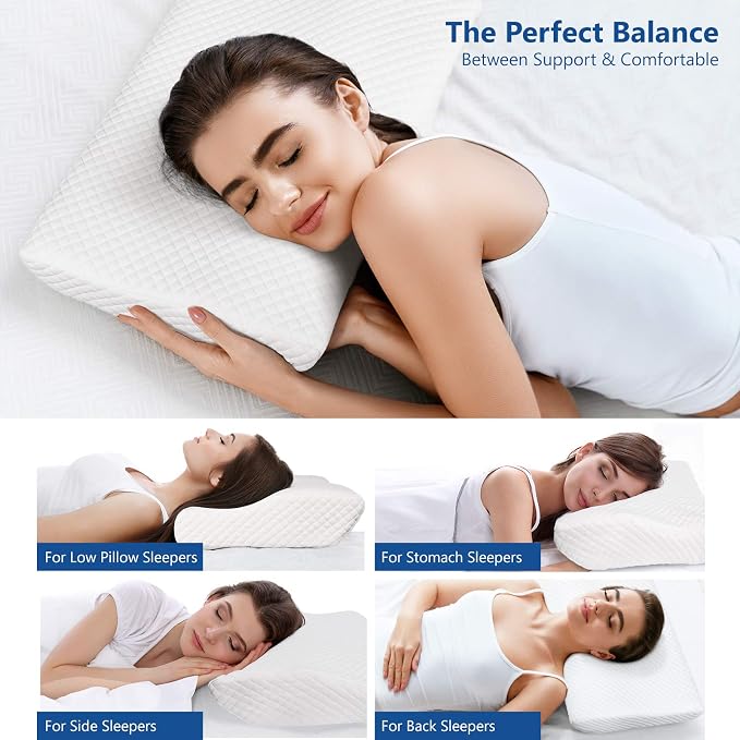 ZAMAT Memory Foam Pillow for Neck Pain Relief, Adjustable Orthopedic Ergonomic - Image 4