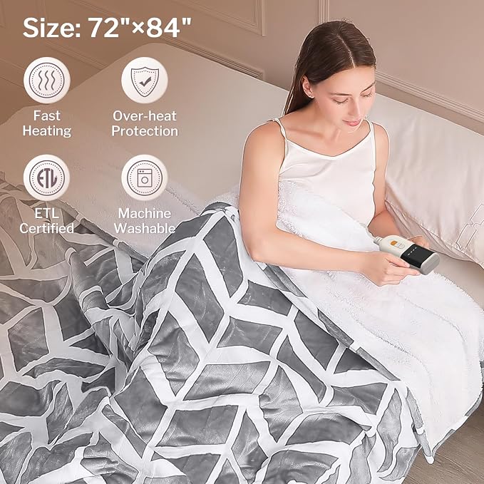 VENTIMI Electric Blanket Heated Throw, Fast Heating Blankets - Image 5