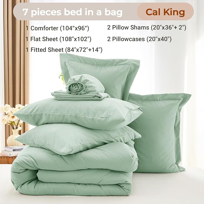 MUXHOMO 7 Pieces California King Comforter Set, Soft Bed in a Bag Cal King Size - Image 4
