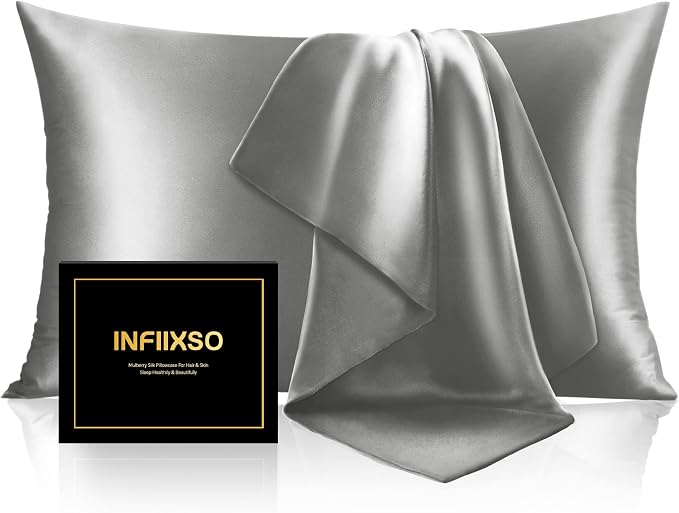 INFIIXSO Mulberry Silk Pillow Cases King Size Set of 2, Silk Pillowcase by INFIIXSO