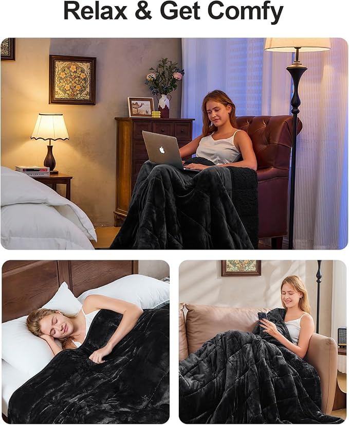 Super Fuzzy Soft Sherpa Fleece Weighted Blanket, 20 lbs Dual Sided Fluffy Heavy - Image 6
