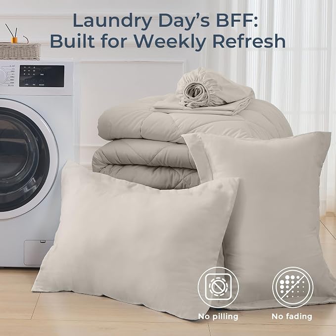 HEVUMYI Oatmeal Twin Comforter Set - Image 7
