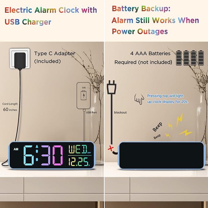 Peakeep Loud Digital Alarm Clock Large Display - Image 5
