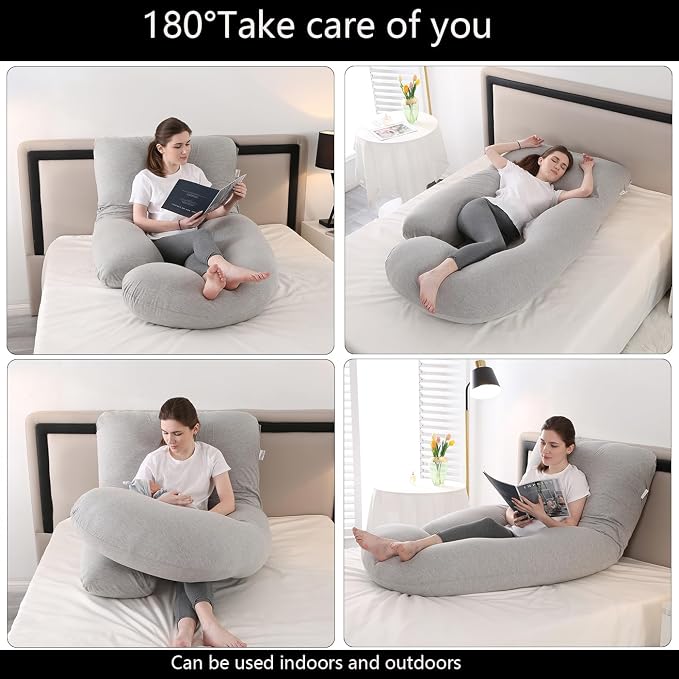 Jcickt Pregnancy Pillow J-Shaped Full Body Pillow, 59 inch Cool Fabric Easy to - Image 2