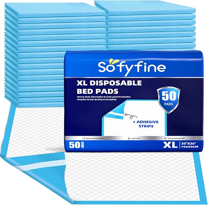 SOFYFINE 100 Count Bed Pads 30"x36" Thicken Adults Incontinence Underpads by SOFYFINE