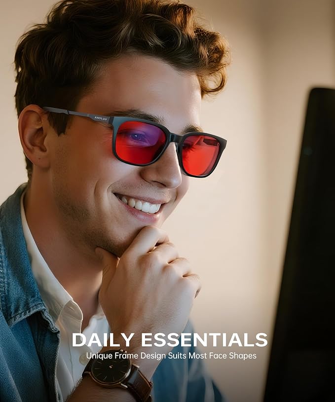 ANYLUV Blue Light Glasses for Men, Lightweight Computer Gaming Glasses - Image 2