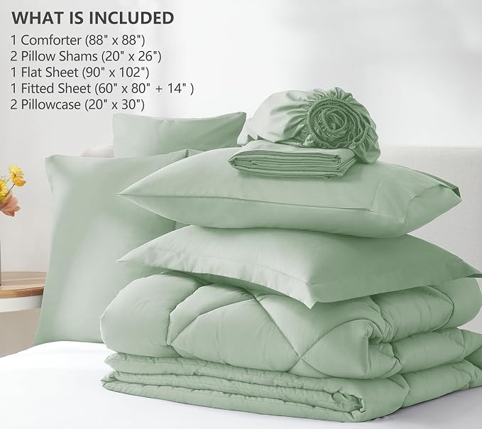 CozyLux Full Size Comforter Sets Sage Green - Image 6