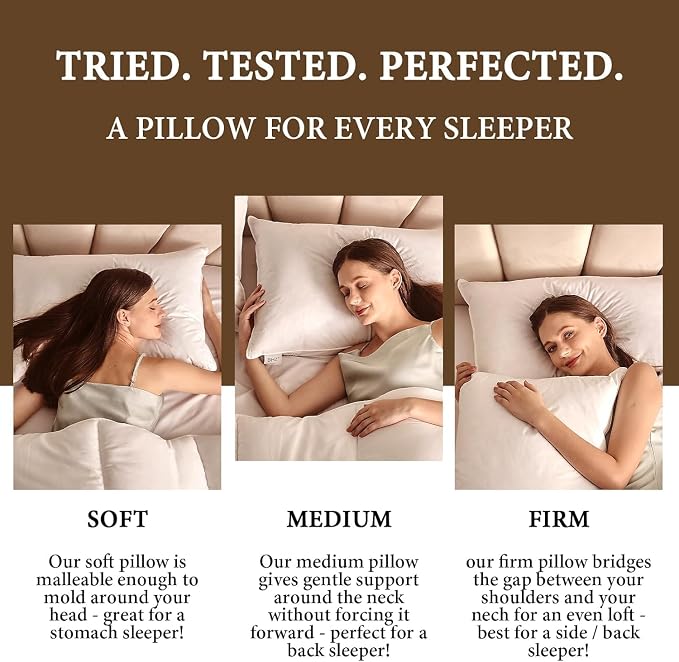 BHZ Goose Down Feather Standard/Queen Pillow, Luxury Hotel Collection Bed Pillow - Image 7