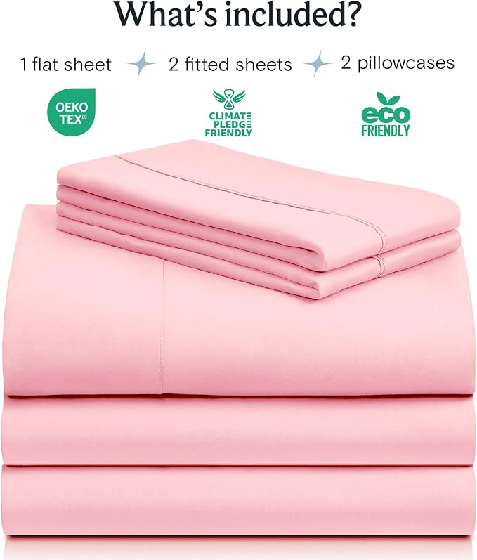 LuxClub 5 PC Split King Sheet Set, Deep Pockets Wrinkle Free Cooling Bed Sheets - Image 2