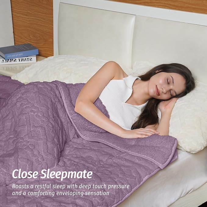 Wemore Weighted Blanket for Adults Twin Size 15 lbs, Dual Sided Soft Fuzzy - Image 3