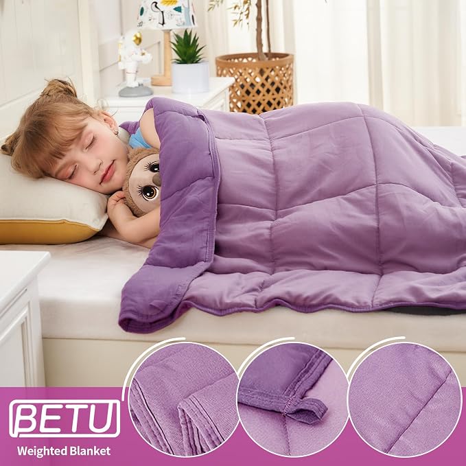 Purple Weighted Blanket Kids 10lbs, Twin Size Cooling Heavy Throw Blanket - Image 5