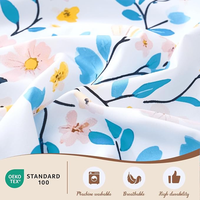 LONAVA King Botaincal 3 Pcs Duvet Cover Set, Breathable Soft Microfiber Sky - Image 3