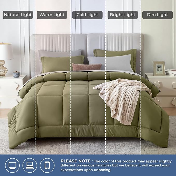 Sasttie Full Size Comforter Sets, 7 Pieces Reversible Bed in a Bag Full - Image 8