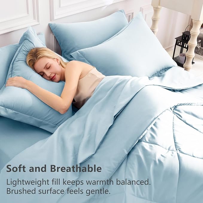 CozyLux Queen Comforter Set Light Blue - Image 3