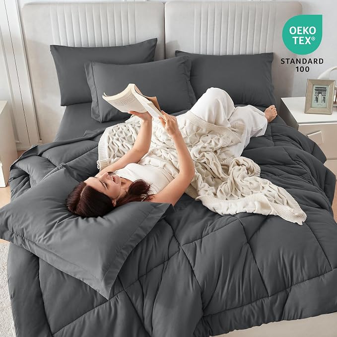Sasttie Oversized Queen Comforter Set, 7 Pieces Extra Large Bed in a Bag - Image 5