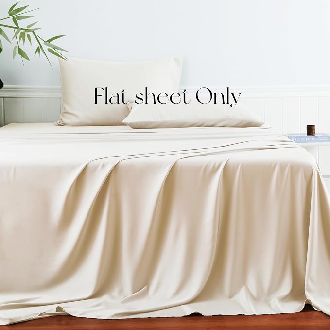 Bamboo Viscose Flat Sheets Only, 400 Thread Count Sateen Weave Queen Size Flat - Image 2