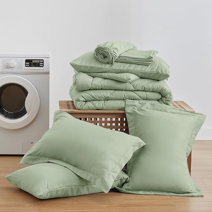 Love's cabin King Size Comforter Set Sage, 7 Pieces King Bed in a Bag, All - Image 6