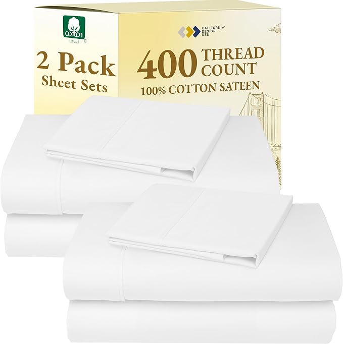 California Design Den 2-Pack Twin XL Sheet Sets 100% Cotton Sateen by CaliforniaDesignDen
