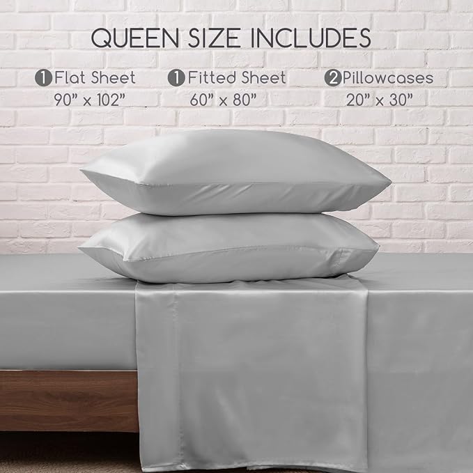 MR&HM Satin Bed Sheets, Queen Size Sheets Set - Image 7