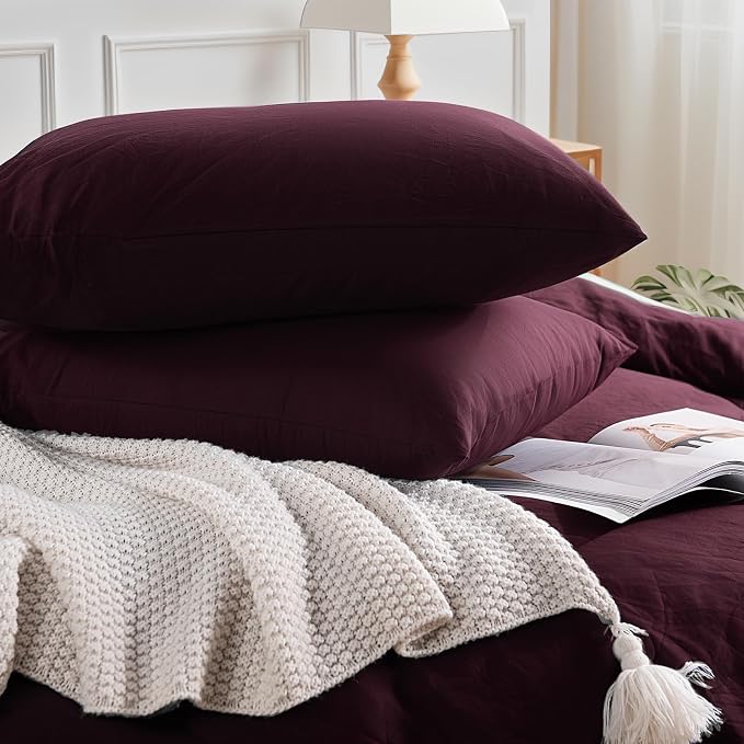 NEXHOME PRO Duvet Cover Set 100% Washed Cotton Oversized King 120"x98" Linen - Image 6