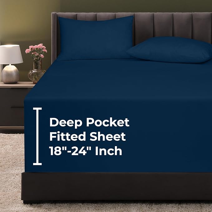 Royale Linens Extra Deep Pocket Full Fitted Sheet Only by ROYALELINENS