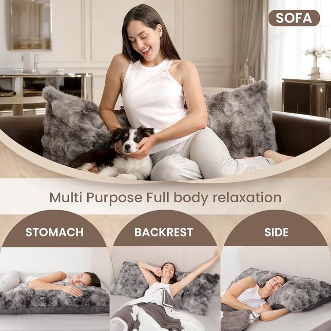 ZonLi Fluffy Body Pillow for Adults, Fuzzy Faux Fur Body Pillow - Image 5