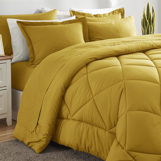 CozyLux Full Size Comforter Sets Mustard Yellow - Image 8