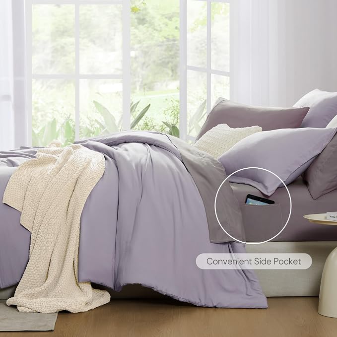 WRENSONGE Full Size Comforter Set- 7 Pieces Lilac Bed in a Bag Full Size - Image 6