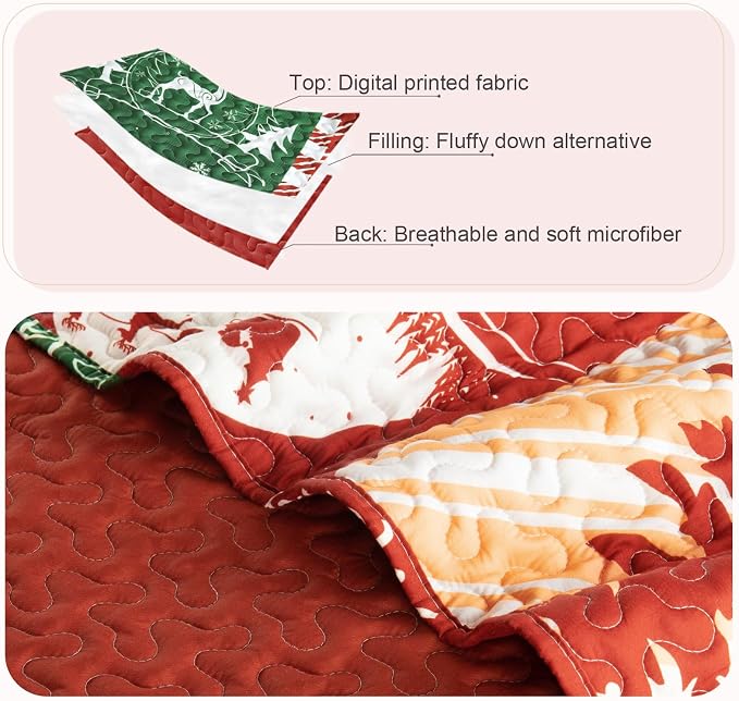 Whale Flotilla Patchwork Quilt King Size, Soft Boho Christmas Bedspreads - Image 4