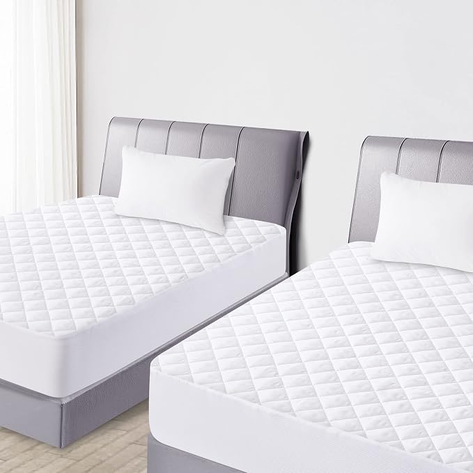 Quilted Fitted Twin Mattress Pad Cover, Waterproof Mattress Protector, Deep by SafeandSound