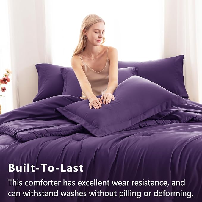 CozyLux Full Size Comforter Sets Purple, 7 Pieces Bed in a Bag Full Comforter - Image 3