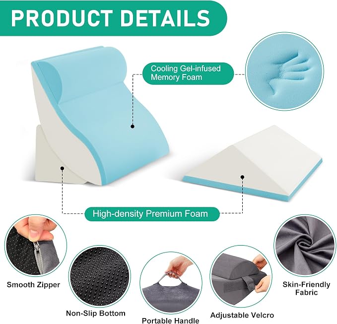 4PCS Wedge Pillow Set for After Surgery, Orthopedic Bed Wedge Pillow for Back - Image 3