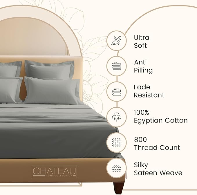 800 Thread Count Egyptian Cotton Sheets Queen Sheet Set 15" Deep Pocket - Image 5