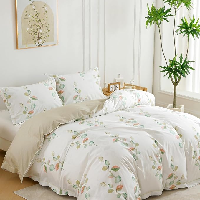 OAITE Duvet Cover Set King Size Floral Pattern Ultra Soft 100% Cotton Duvet - Image 2