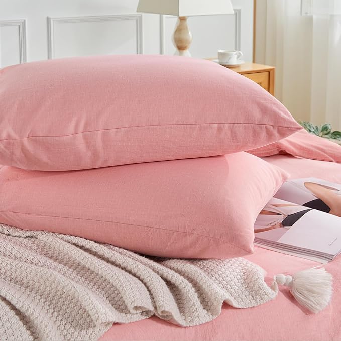 NEXHOME PRO Duvet Cover Queen 100% Washed Cotton, Organic Natural Linen Like - Image 5