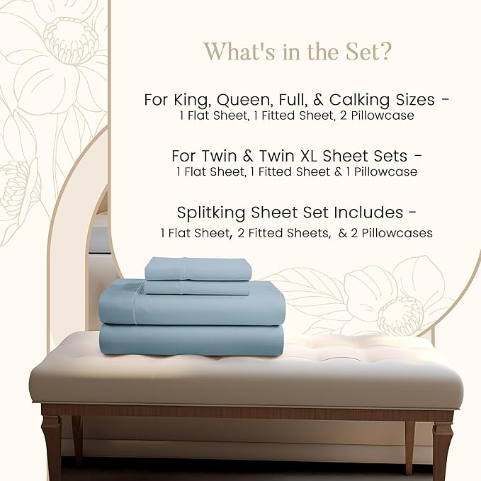 100% Egyptian Cotton Sheets For King Size Bed, 800 Thread Count Sateen Weave - Image 2