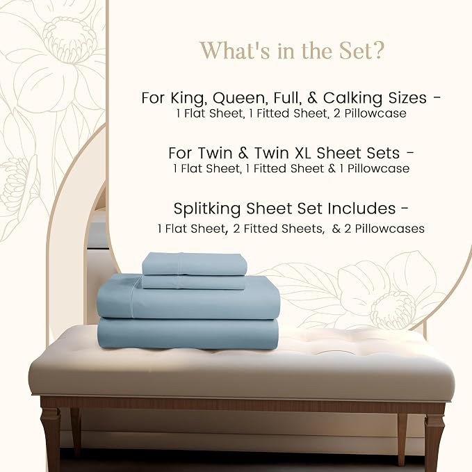 100% Egyptian Cotton Sheets Queen Size Set, 800TC 15" Deep Pocket Queen Sheets - Image 2