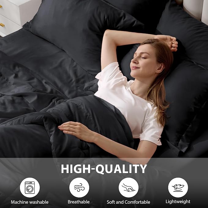 Queen Comforter Set Black - Image 5