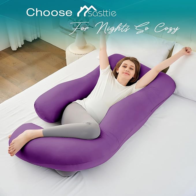 Sasttie Pregnancy Pillows for Sleeping, U Shaped Cooling Full Body Pillow - Image 7