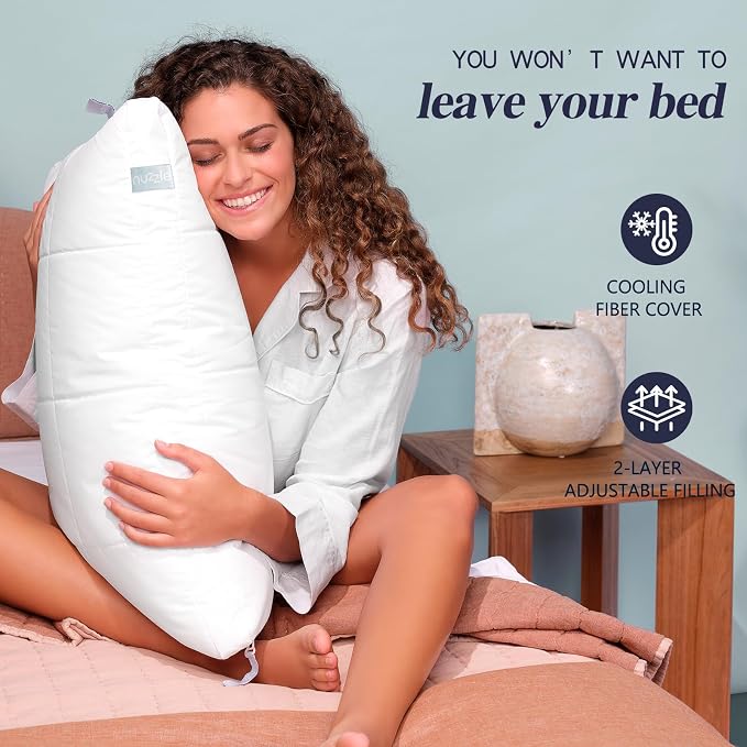 Nuzzle King Size Pillows Set of 4 Cooling Adjustable Pillows - Image 6