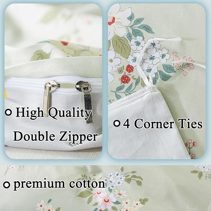 FADFAY Duvet Cover Set King/Cal King Floral Comforter Cover 100% Cotton Girls - Image 4